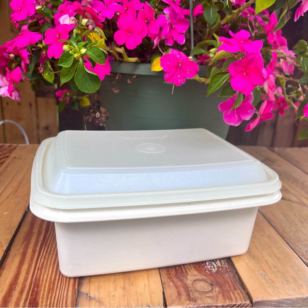 Tupperware Ice Cream Freezer Container 254-5 Almond Color Vintage